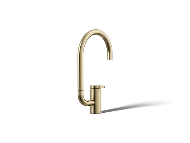 Kohler Components Single-handle bar sink faucet with two-function extended-reach spout - Vibrant French Gold