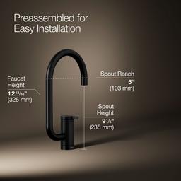 Kohler Components Single-handle bar sink faucet with two-function extended-reach spout - Matte Black - image 3
