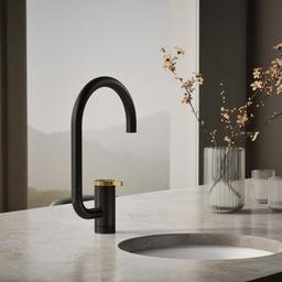 Kohler Components Single-handle bar sink faucet with two-function extended-reach spout - Matte Black With Brushed Moderne Brass - image 2