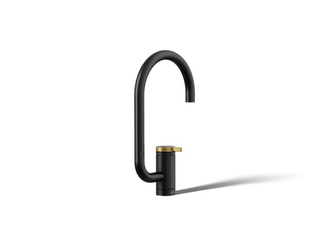 Kohler Components Single-handle bar sink faucet with two-function extended-reach spout - Matte Black With Brushed Moderne Brass