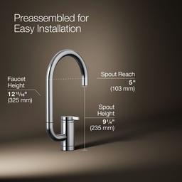 Kohler Components Single-handle bar sink faucet with two-function extended-reach spout - Polished Chrome - image 3