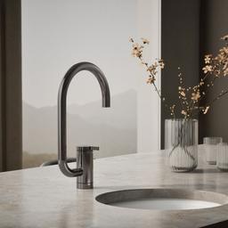 Kohler Components Single-handle bar sink faucet with two-function extended-reach spout - Vibrant Titanium - image 2