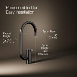 Kohler Components Single-handle bar sink faucet with two-function extended-reach spout - Vibrant Titanium - image 3