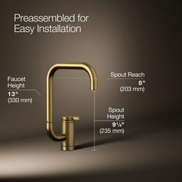 Kohler Components Single-handle bar sink faucet with two-function extended-reach spout - Vibrant Brushed Moderne Brass - image 3