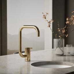 Kohler Components Single-handle bar sink faucet with two-function extended-reach spout - Vibrant French Gold - image 2