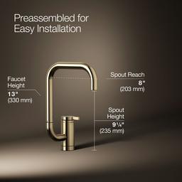 Kohler Components Single-handle bar sink faucet with two-function extended-reach spout - Vibrant French Gold - image 3