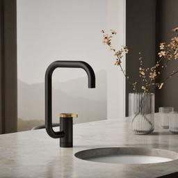 Kohler Components Single-handle bar sink faucet with two-function extended-reach spout - Matte Black With Brushed Moderne Brass - image 2