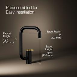 Kohler Components Single-handle bar sink faucet with two-function extended-reach spout - Matte Black With Brushed Moderne Brass - image 3
