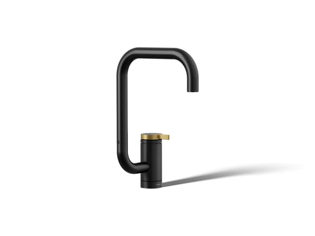 Kohler Components Single-handle bar sink faucet with two-function extended-reach spout - Matte Black With Brushed Moderne Brass