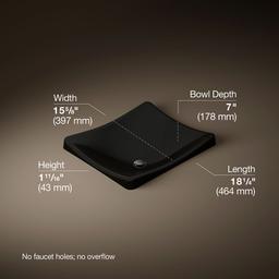 Kohler DemiLav 18-1/4'' rectangular vessel bathroom sink, no overflow - Black - image 3