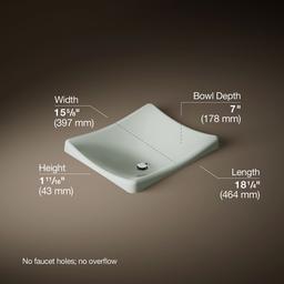 Kohler DemiLav 18-1/4'' rectangular vessel bathroom sink, no overflow - Sea Salt - image 3