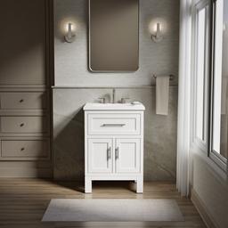 Kohler Quo 24'' bathroom vanity cabinet with sink and quartz top - White - image 2
