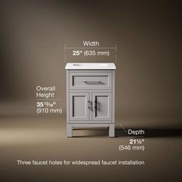 Kohler Quo 24'' bathroom vanity cabinet with sink and quartz top - Mohair Grey - image 3