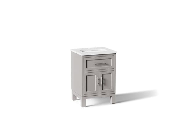 Kohler Quo 24'' bathroom vanity cabinet with sink and quartz top - Mohair Grey