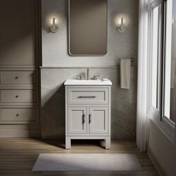 Kohler Quo 24'' bathroom vanity cabinet with sink and quartz top - Mohair Grey - image 2