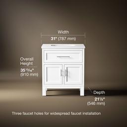 Kohler Quo 30'' bathroom vanity cabinet with sink and quartz top - White - image 3