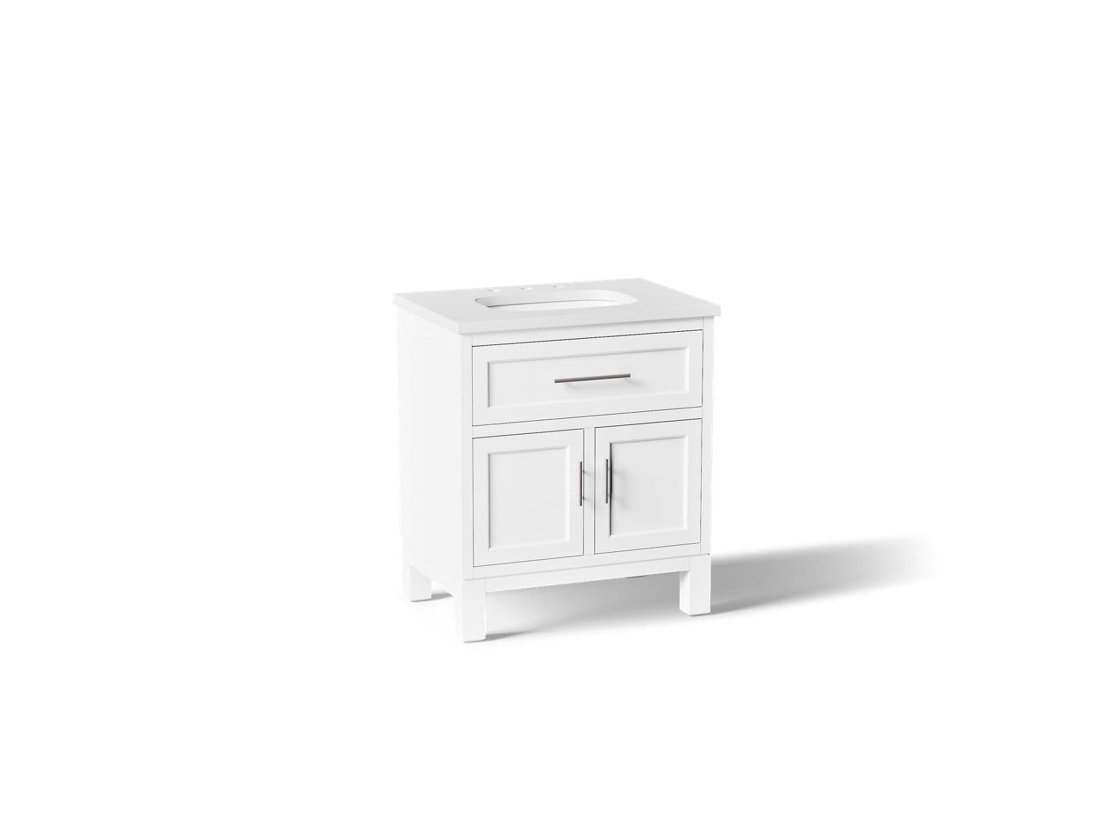 Kohler Quo 30'' bathroom vanity cabinet with sink and quartz top - White by Kohler