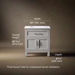 Kohler Quo 30'' bathroom vanity cabinet with sink and quartz top - Mohair Grey - image 3