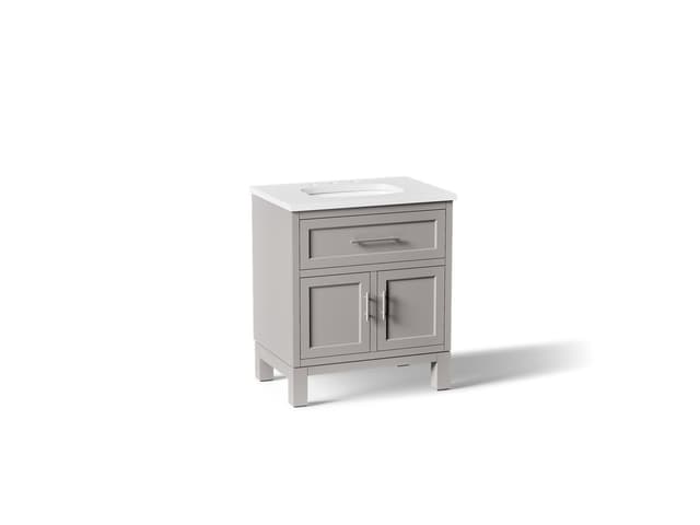 Kohler Quo 30'' bathroom vanity cabinet with sink and quartz top - Mohair Grey