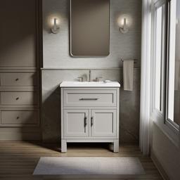 Kohler Quo 30'' bathroom vanity cabinet with sink and quartz top - Mohair Grey - image 2