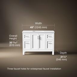 Kohler Quo 48'' bathroom vanity cabinet with sink and quartz top - White - image 3