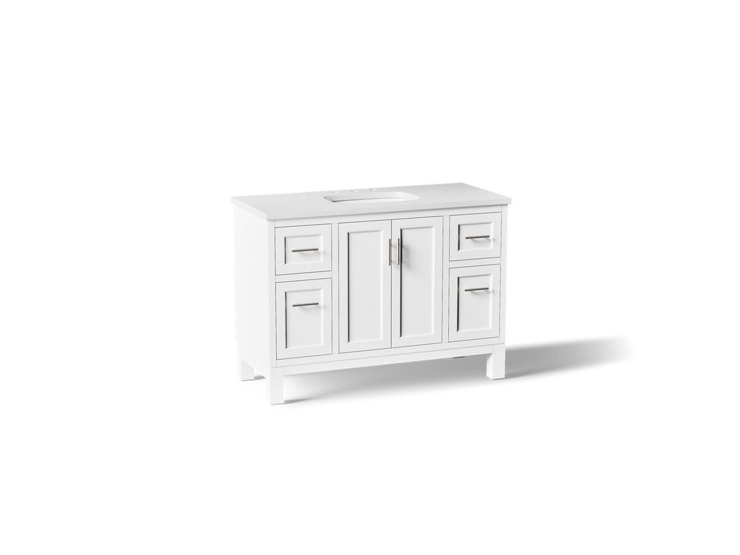 Kohler Quo 48'' bathroom vanity cabinet with sink and quartz top - White by Kohler