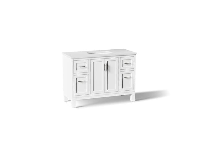 Kohler Quo 48'' bathroom vanity cabinet with sink and quartz top - White