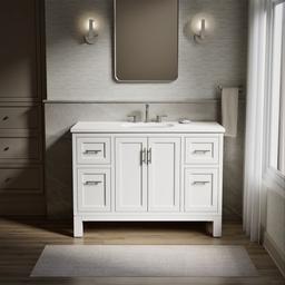 Kohler Quo 48'' bathroom vanity cabinet with sink and quartz top - White - image 2