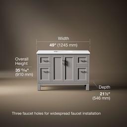 Kohler Quo 48'' bathroom vanity cabinet with sink and quartz top - Mohair Grey - image 3