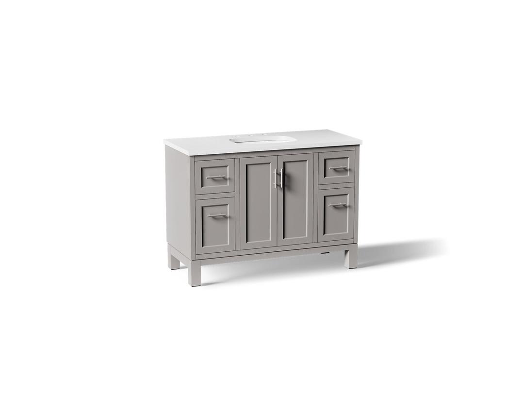 Kohler Quo 48'' bathroom vanity cabinet with sink and quartz top - Mohair Grey by Kohler