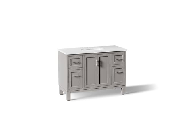 Kohler Quo 48'' bathroom vanity cabinet with sink and quartz top - Mohair Grey
