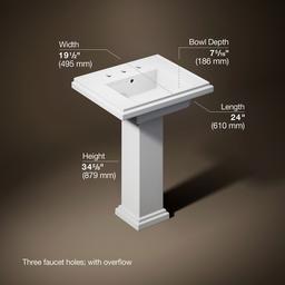 Kohler Tresham 24'' square pedestal bathroom sink - White - image 3