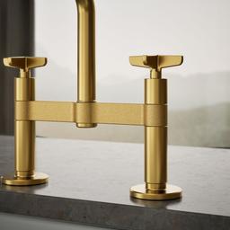 BilletE Two-hole bridge kitchen sink faucet with side sprayer - image 6