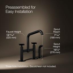 BilletE Two-hole bridge kitchen sink faucet with side sprayer - Matte Black - image 3