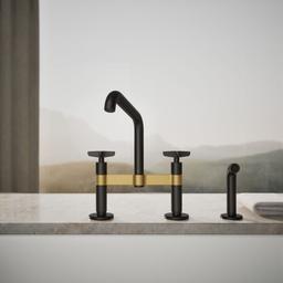 BilletE Two-hole bridge kitchen sink faucet with side sprayer - image 5