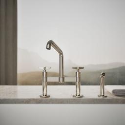 BilletE Two-hole bridge kitchen sink faucet with side sprayer - image 5