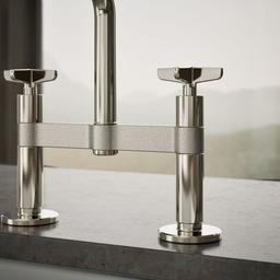 BilletE Two-hole bridge kitchen sink faucet with side sprayer - image 6