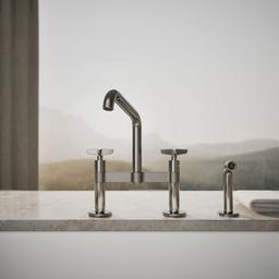 BilletE Two-hole bridge kitchen sink faucet with side sprayer - image 5