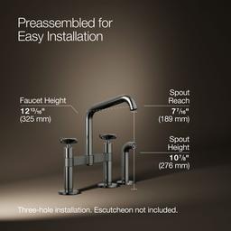 BilletE Two-hole bridge kitchen sink faucet with side sprayer - image 3