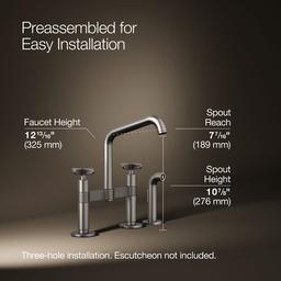 BilletE Two-hole bridge kitchen sink faucet with side sprayer - Vibrant Stainless - image 3