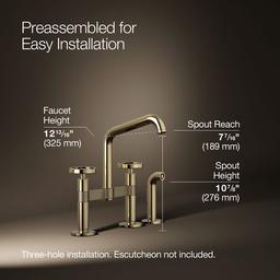 BilletE Two-hole bridge kitchen sink faucet with side sprayer - image 3