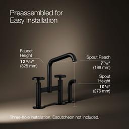 BilletE Two-hole bridge kitchen sink faucet with side sprayer - Matte Black - image 3