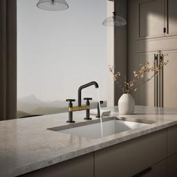 BilletE Two-hole bridge kitchen sink faucet with side sprayer - image 4