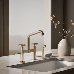 BilletE Two-hole bridge kitchen sink faucet with side sprayer - image 2