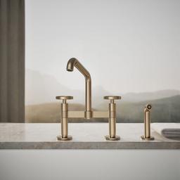 BilletE Two-hole bridge kitchen sink faucet with side sprayer - image 5