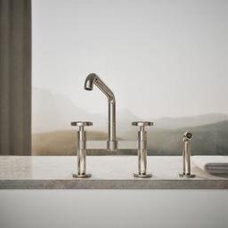 BilletE Two-hole bridge kitchen sink faucet with side sprayer - image 5