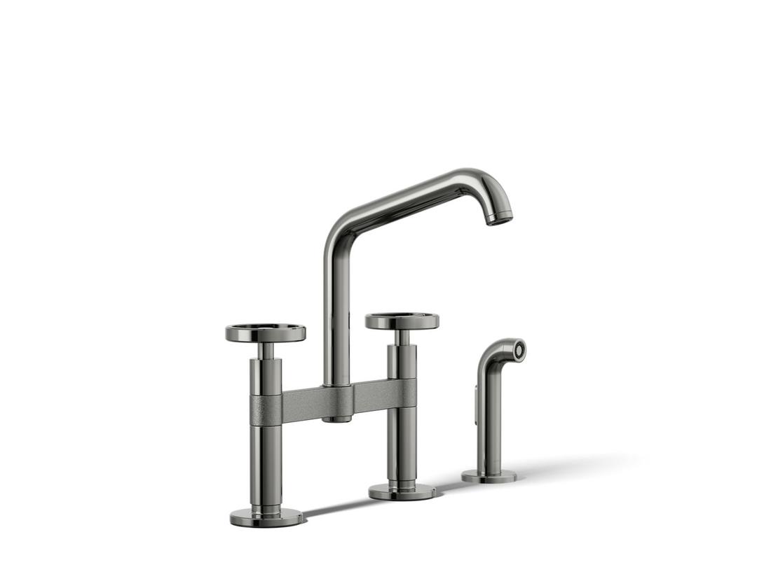 BilletE Two-hole bridge kitchen sink faucet with side sprayer by Kohler