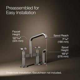 BilletE Two-hole bridge kitchen sink faucet with side sprayer - Vibrant Stainless - image 3