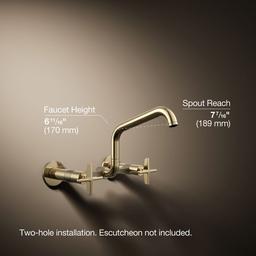 BilletE Two-hole wall-mount bridge kitchen sink faucet - Vibrant French Gold - image 3