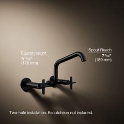 BilletE Two-hole wall-mount bridge kitchen sink faucet - Matte Black - image 3